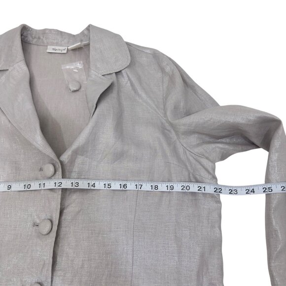 Epiegel Womens Silver Linen Button-Down Blazer Jacket Size 18 Lightweight With P - Picture 5 of 14
